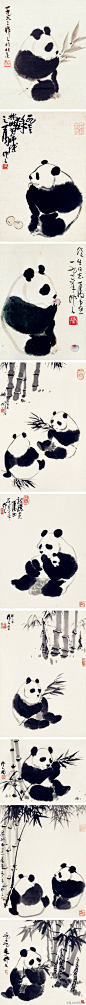 吴作人（1908-1997）《可爱熊猫画微展》。师从徐悲鸿，1930年赴法国留学，比利时布鲁塞尔皇家美术学院，，曾获学院金质奖章和桂冠生荣誉。吴先生功力深厚,学贯中西,大胆创新.他以“法有我变，艺为人生”的艺术观,,为中国水墨画开拓了新的风貌,是我国当代美术史上承前启后的一代杰出的美术大家.