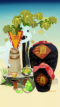 CC绿松石采集到传统文化插画素材