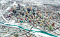 General 1920x1200 city cityscape snow winter building river tilt shift urban Calgary Canada