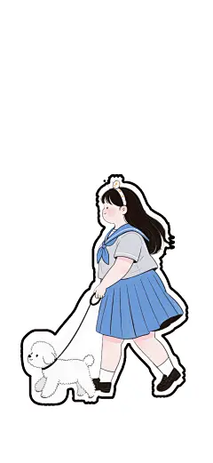 治愈系扁平插画胖女孩