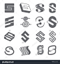 Geometric shapes for S letter logo and monogram. Emblem company or brand set illustration. Abstract vector elements