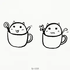 .M #我的心中每天开出一朵花##简笔画教程# 猫咪咖啡杯 一杯咖啡 一个你 