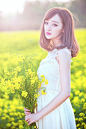 油菜花中的唯美清纯女孩