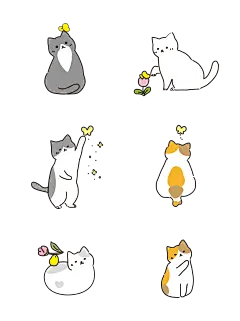 可爱呆萌卡通手绘猫咪表情包通用套图