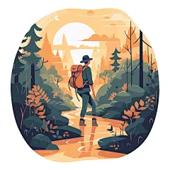 户外探险者爬山设计