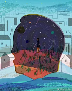 很荣幸能给@陳楸帆 的科幻短篇《太空大葱》画插画，将会刊登在新一期的@NYTimesTravel 《新视线》杂志，感谢编辑Alexander Wei的邀请！ ​​​ ​​​​