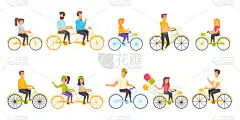 运动,绘画插图,骑自行车,平坦的,矢量,动作,捆,布置,休闲,活动