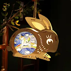 中秋节儿童灯笼手绘玉兔花灯汉服手提古风装饰手工制作diy材料包