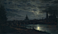 The Athenaeum - View of Dresden at Full Moon (Johan Christian Claussen Dahl - )