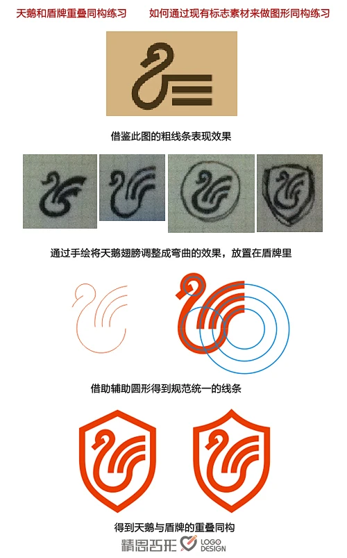 标志图形重叠同构练习--天鹅与盾牌_精思巧形LOGO_新浪博客-花瓣网