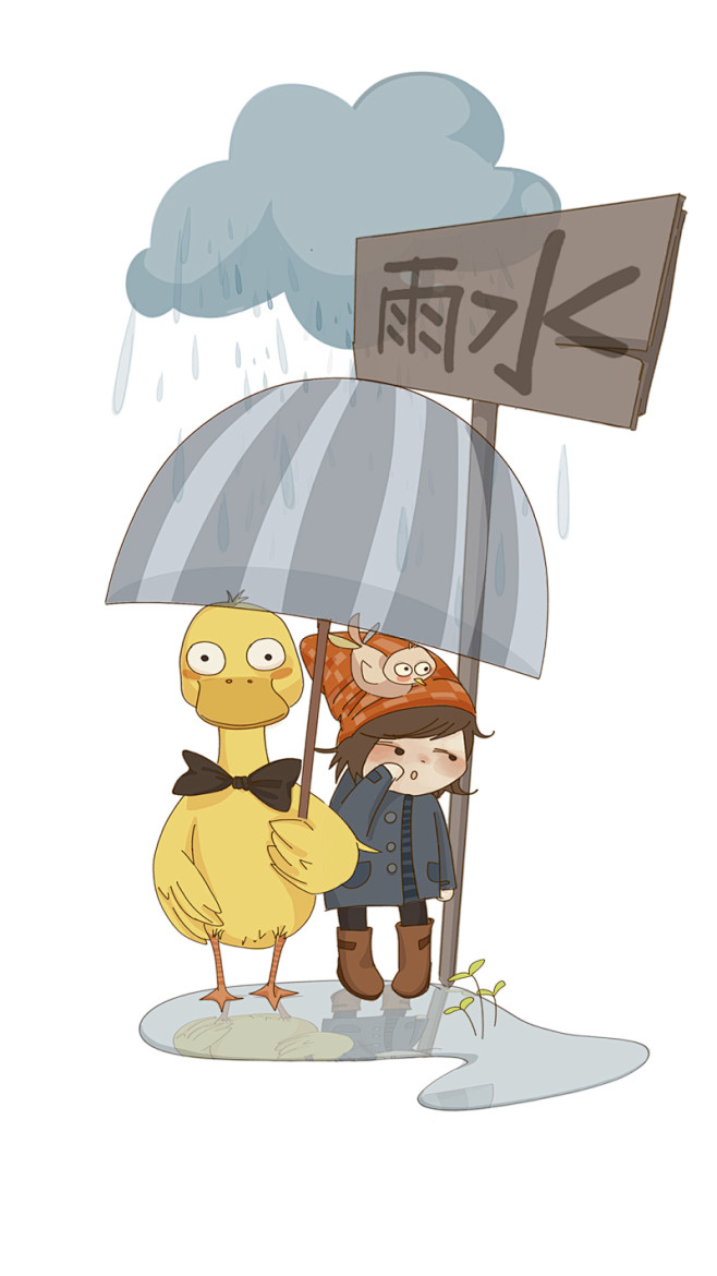 立春-雨水-惊蛰-春分-谷雨 插画 - ...