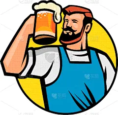 络腮胡子,圆形,吉祥物,啤酒杯,潮人,面部毛发,男招待,调酒师,男人,干杯