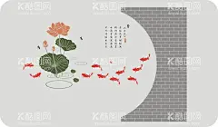 荷塘月色   - 源文件下载【酷图网】梅兰竹菊,全景印花,北欧风格印花,中式印花,中式花纹,中式花,中式插画,壁画,现代全景印花