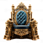 seat of the royal throne isolated on transparent background ,golden throne chair ,generative ai