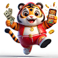 fortune tiger slot game character with white plain background