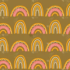 彩虹波西米亚模式无缝矢量背景