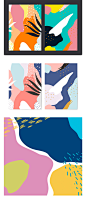 抽象色彩图形植物树叶时尚元素色彩纹理封面名片背景AI矢量素材-淘宝网