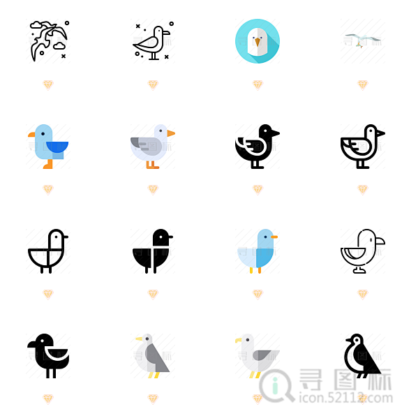 海鸥，动物，图标