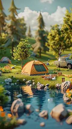 goukai0324_3D_cartoon_style_summer_camping_scene_with_a_tent__cdf83790-8fba-4aa0-a1b5-b3b657249de3_2
