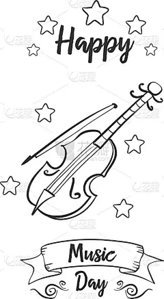 手绘风格的音乐日卡矢量艺术