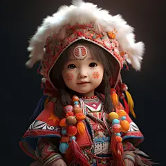 卡通民族风人物素材图AI图