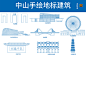 广东中山地标建筑城市印象剪影天际线手绘线稿ai矢量设计素材