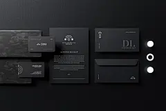 黑色高端名片信封品牌设计展示样机ps贴图模板 Black Stationery Mockup