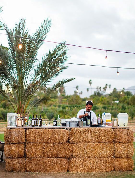 A hay bale bar is su...