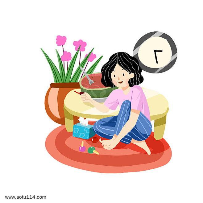 手绘休闲人物插画