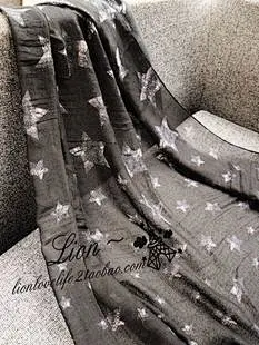 Lion~原单 欧美范 扎染星柄星星控必入棉质围巾披肩纱巾大方巾 黑-淘宝网