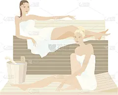 两位女士在蒸桑拿