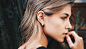 People 3600x2048 women women outdoors dyed hair brunette closeup side view gray eyes painted nails profile
