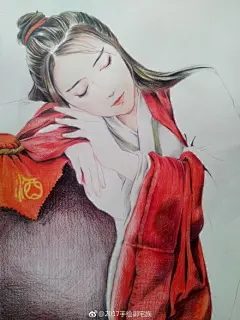 醉里不知烟波浩，梦中依稀灯火寒。#彩铅画教程##彩铅##古风、美景、人物画##手绘# ​
