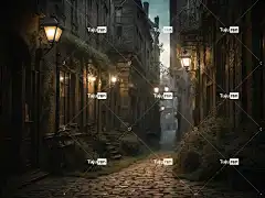 Ai产生的 街道 建造 老的 维多利亚时代的 结构 鹅卵石 路面