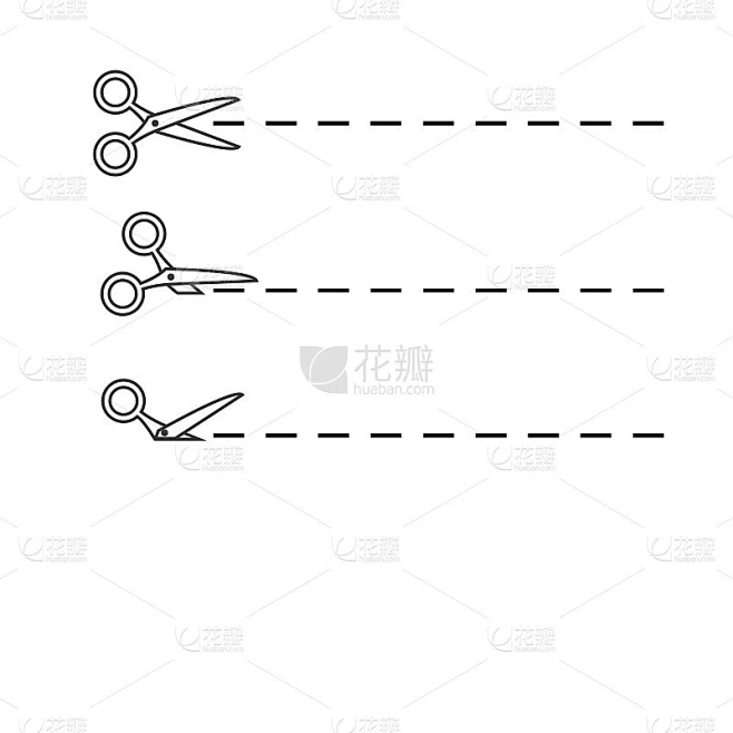 剪刀切割矢量图标。线性对象的符号素材-花瓣网
