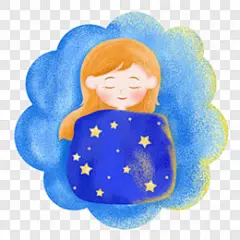 睡眠日之手绘卡通创意女孩在云朵上睡觉PPT元素PNG图片➤来自 PNG搜索网 pngss.com 免费免扣png素材下载！