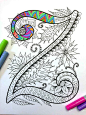 Letter Z Zentangle - Inspired by the font "Harrington" by DJPenscript on Etsy https://www.etsy.com/listing/269902138/letter-z-zentangle-inspired-by-the-font: