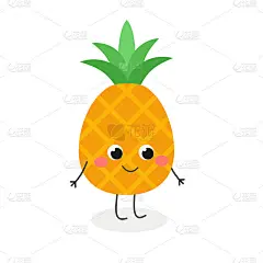 可爱卡通菠萝矢量插画