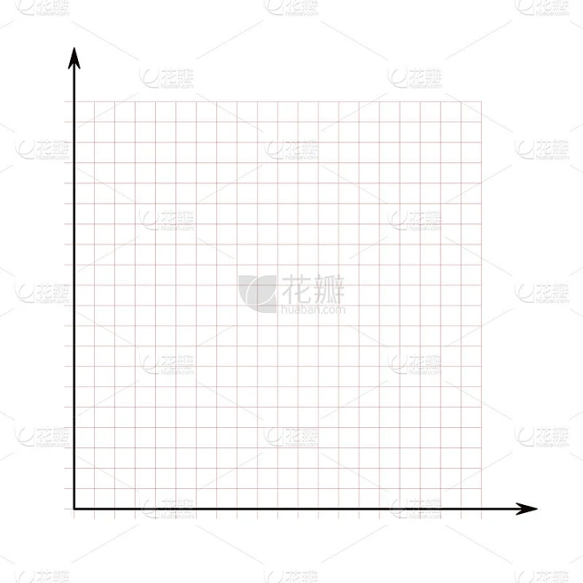 方格纸。数学图形。笛卡尔坐标系，x轴，y轴。正方形背景与彩色线。几何图案适用于学校、教育。衬空白透明素材-花瓣网