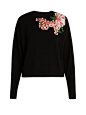 Dolce & Gabbana Floral-appliqué wool and cashmere-blend sweater 