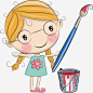 画画的女孩_新图网 https://ixintu.com 卡通人物 画笔 小女孩 矢量图 画画的人 燃料桶