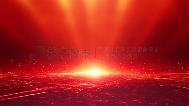 科技感红色发光光线地平线聚光灯年会背景图-花瓣网