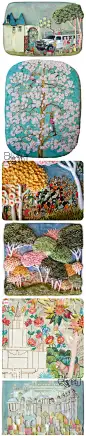 【油画和瓷器的碰撞】艺术家amanda smith将油画绘制在瓷器当中，再加上雕刻过的小粘土，这些可爱的小画儿就诞生啦！视觉效果是不是很棒？
