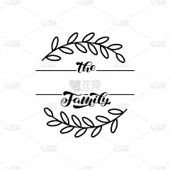 月桂花环和家族字母。矢量股票插图海报或卡片