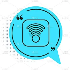 黑线Wi-Fi无线互联网网络符号图标孤立在白色背景上。蓝色的语音泡泡符号。向量