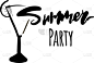 logo a glass cocktail and text summer party