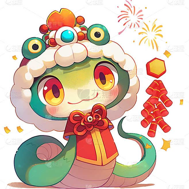 蛇年春节通用可爱感描边拟人蛇青蛇贴纸