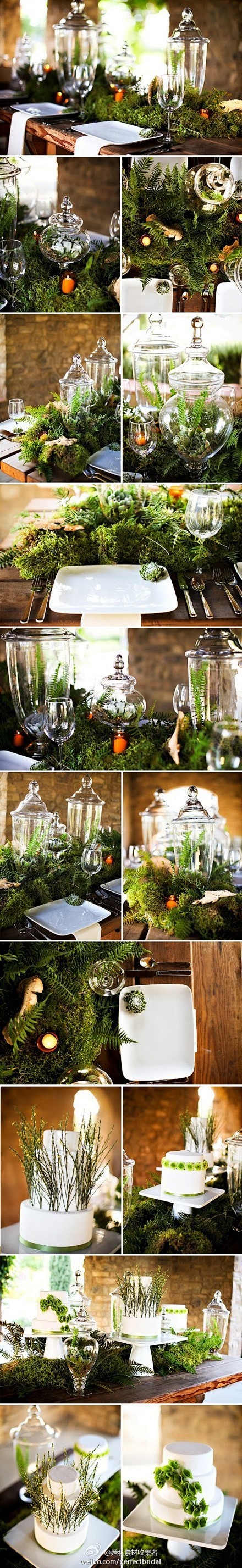 #婚礼布置# 绿色森林风的餐桌布置 - ...
