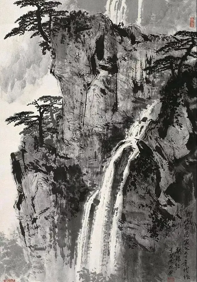这美不胜收的山水，让人想住进画里！真是好山好水！魏紫熙 山水墨画-花瓣网