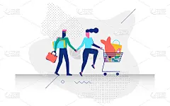 一对夫妇在购物概念插图